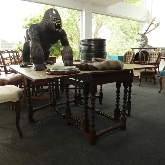 A OAK COTTON REEL DROPLEAF DINING TABLE TOP FADED L OPEN 1550 MM L
