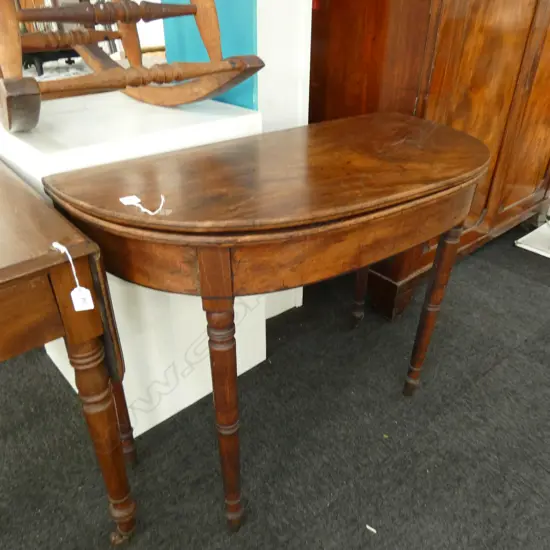 ANTIQUE FOLDING TOP DEMILUNE TABLE...