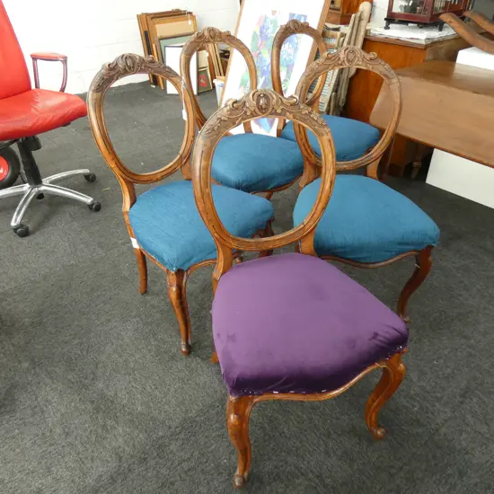 5 MAHOGANY FRAMED VICT BALLOON BACK CHAIRS