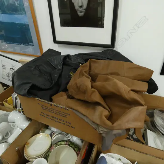 4 LEATHER JACKETS; ARMANI COLLEZIONI, HUGO BOSS ETC