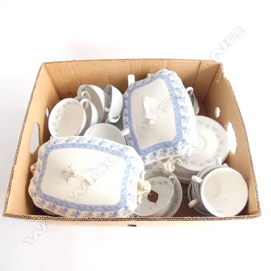 2 ROYAL WORCESTER TUREENS (DATED 1905) & BOX OF CHINA