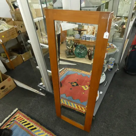 WOODEN FRAMED BEVELLED MIRROR 1185x425mm