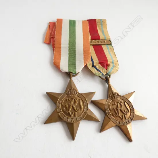 2 WWII CAMPAIGN MEDALS; 'AFRICA STAR' & 'ITALY STAR'