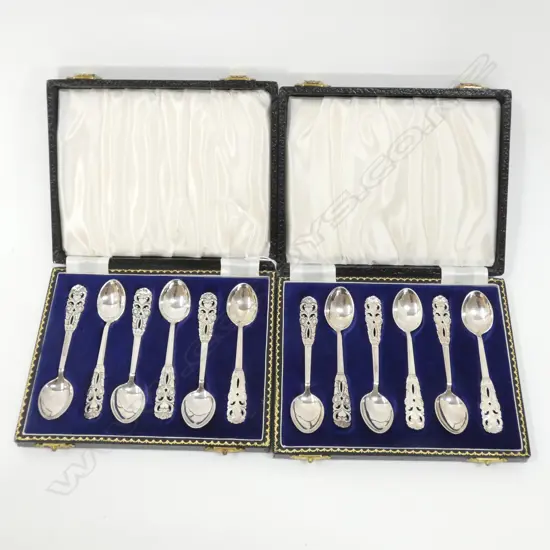 2 BOXED SETS STERLING SILVER COFFEE SPOONS 