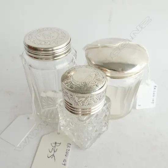 (with item 34/35) SILVER DRESSING TABLE JAR by Wm NEAL, LONDON 1838 + 2 OTHERS