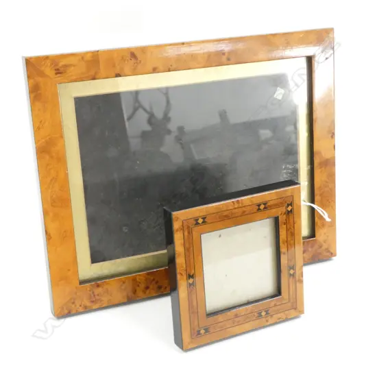 2 BURR WALNUT(?) PHOTO FRAMES, TALLEST H. 235MM