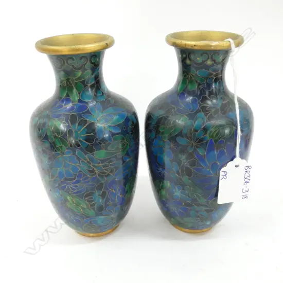 PR BLUE CLOISONNE VASES H. 160MM