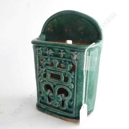CERAMIC HONG KONG LETTER BOX GREEN GLAZE H.195mm