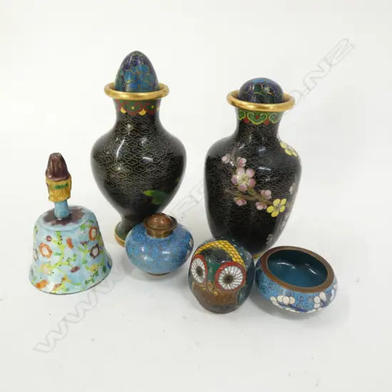 BAG CLOISONNE - VASES / BELL / EGG ON STAND / OWL ETC..