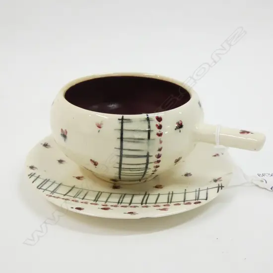 MARTIN BOYD SOUP CUP & SAUCER  - INCISED TO BASE