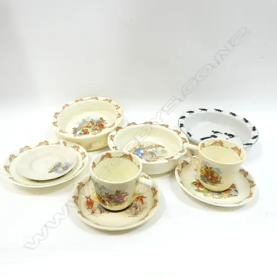 9 NURSERY WARE PCS INC. ROYAL DOULTON BUNNYKINS X 7 SOME A/F 