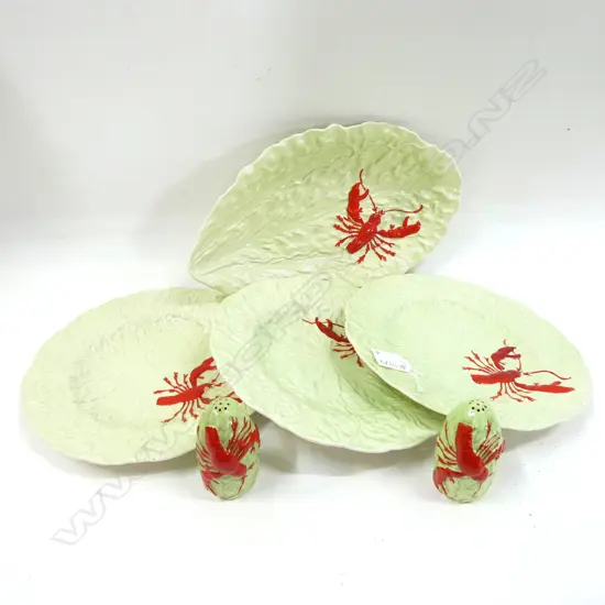 CARLTONWARE CRAYFISH SALT & PEPPER + DISH & 3 PLATES