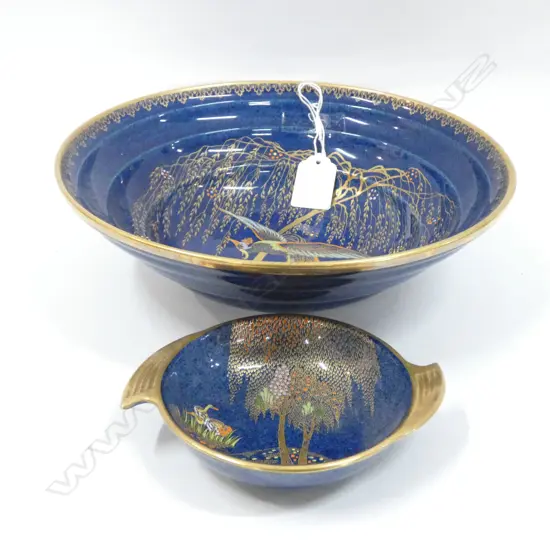 CARLTONWARE BLUE & GILT BOWL 230mm dia + PIN DISH
