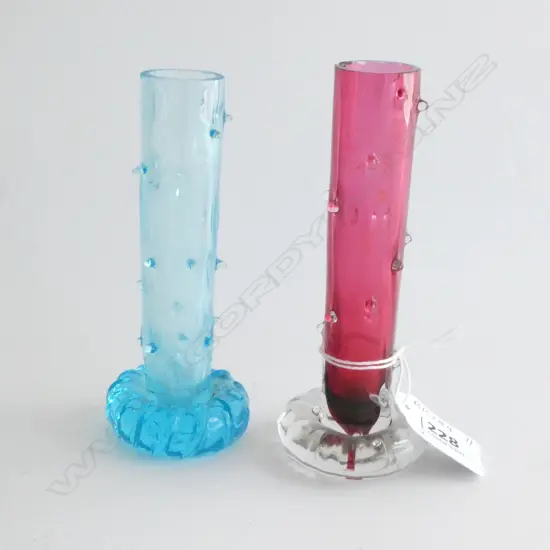 2 GLASS SPECIMEN VASES