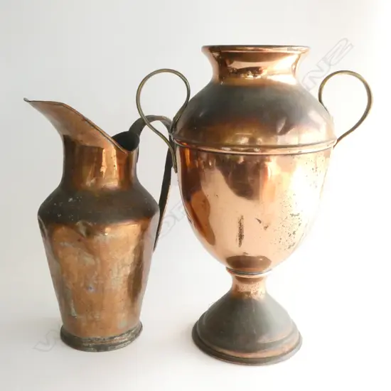 COPPER JUG AND COPPER URN