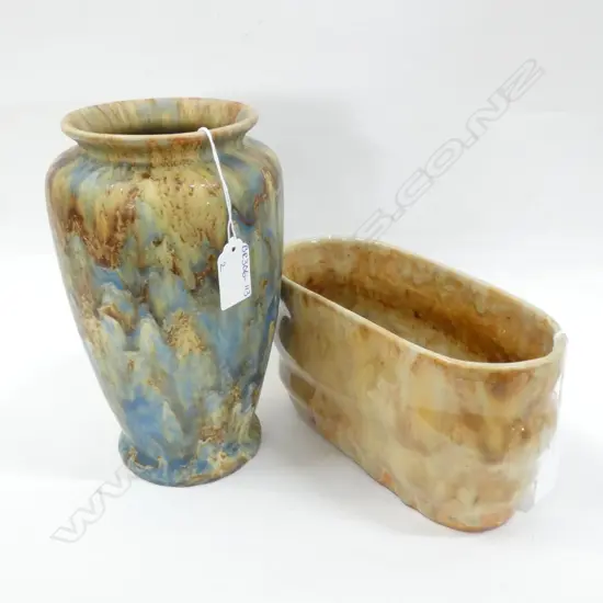 PR TRICKLE GLAZE VASES 1 X CROWN LYNN (?) LARGEST  H 220MM. 