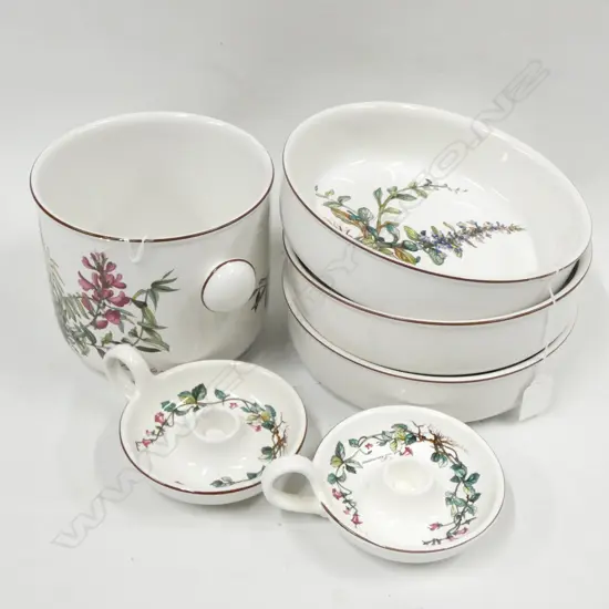 VILLEROY & BOCH BOTANICA 3 BOWLS (DIA 205MM) 2 CANDLE HOLDERS & ICE BUCKET (DIA 155MM)