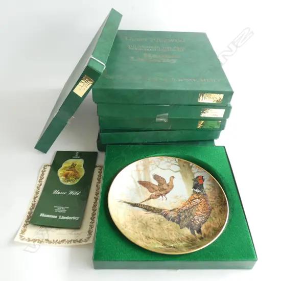 6 KAISER PORCELAIN BIRD SERIES PLATES C1980'S SOME DUPLICATES - INDIVID. BOXED -DIA 240MM