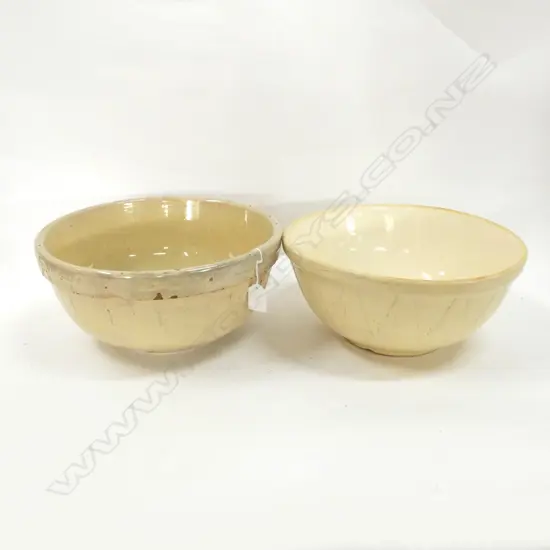 PR LG OLD POTTERY MIXING BOWLS - DIA 310MM - AF CRAZING & GLAZE LOSSES