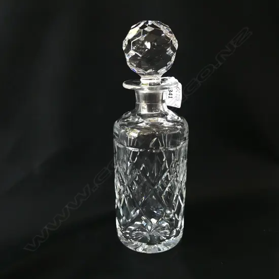 VINTAGE CRYSTAL DECANTER FACETED BALL STOPPER. H.265mm