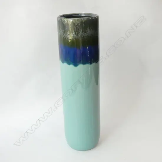 TALL CERAMIC BLUE/GREEN VASE H.340mm