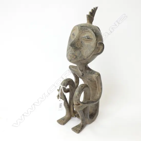 BRONZE SEATED TRIBAL FIGURE H.320mm