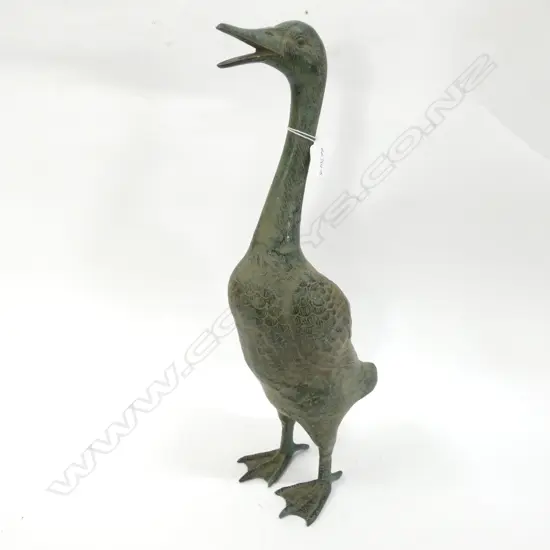 TALL STANDING BRONZE DUCK SCULPTURE H.510mm