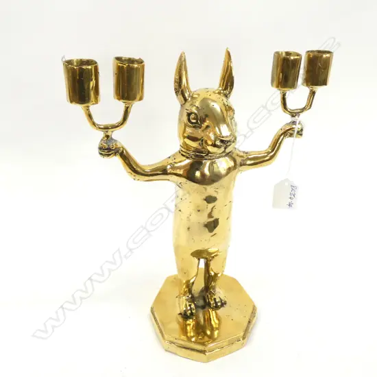 BRONZE STANDING RABBIT CANDLEABRA H.285mm...