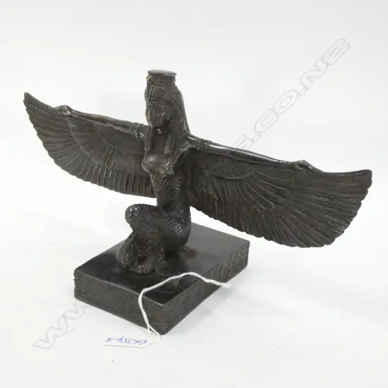BRONZE SCULPTURE EGYPTIAN WINGED GODDESS W.315mm