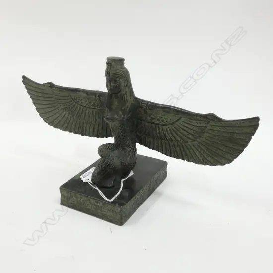 BRONZE SCULPTURE EGYPTIAN WINGED GODDESS W.315mm