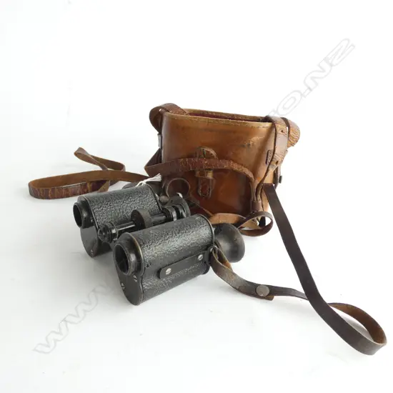LEATHER CASED BINOCULARS H 120 MM