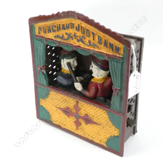 REPRODUCTION DIECAST PUNCH & JUDY MONEYBOX H.185mm
