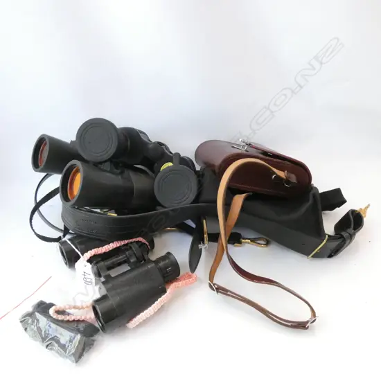 3 PRS BINOCULARS + U.S. NAVY SWORD BELT