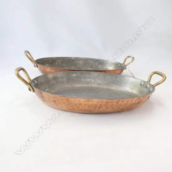 TWO COPPER PANS 36x20 cm