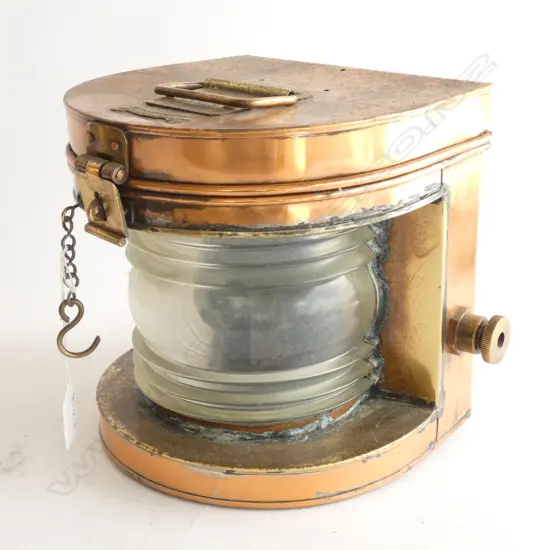 COPPER & BRASS SHIP’S ‘MASTHEAD’ LAMP, BY G. GILLARD AUCKLAND. H.210mm