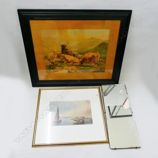 2 PAINTINGS (LARGEST  340 X 480MM) + SMALL WALL MIRROR ( 500 X 200MM) 