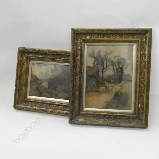 PR OIL PAINTINGS WITH GILT FRAMES (DAMAGE TO FRAMES)  330 X 210MM