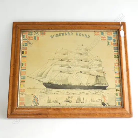 EARLY 20thC SAILBOAT LITHOGRAPH 'HOMEWARD BOUND' 415x530mm...