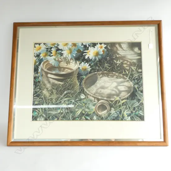 PAUL CONEY W/COLOUR/ACRYLIC GARDEN STILL LIFE 1989 500 X 690 MM