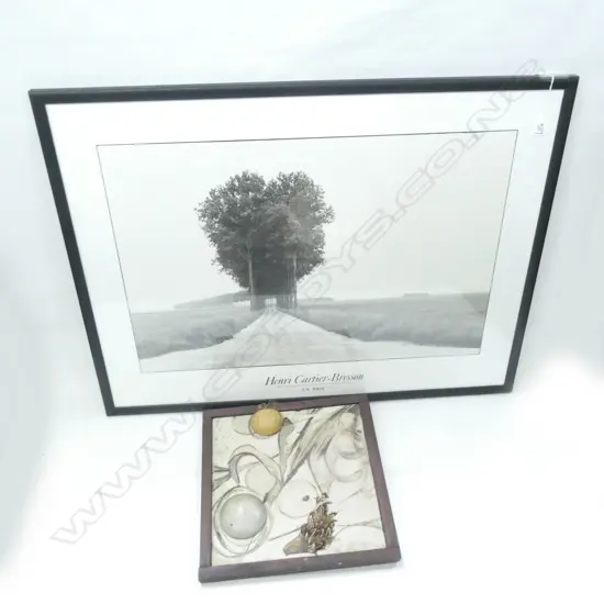 HENRI CARTIER-BRESSON 'EN BRIE' PRINT 480 X 690MM + MIXED MEDIA FRAMED TILE 