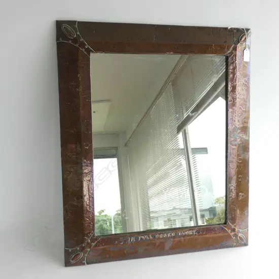 EARLY 20thC BEATEN COPPER MIRROR 640x540mm...