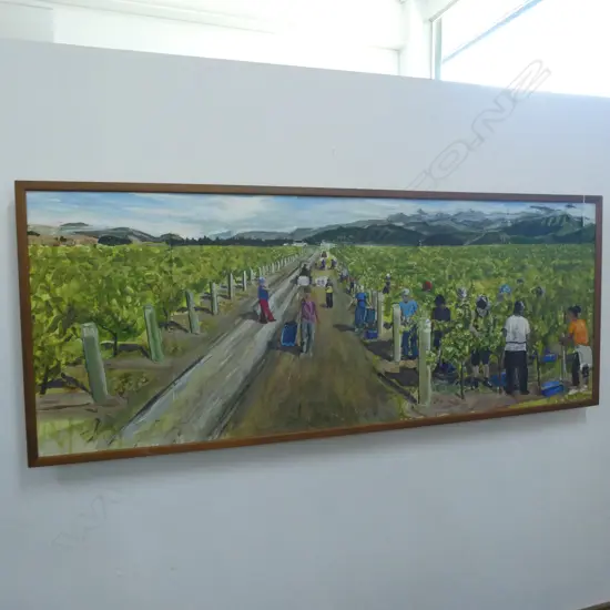 OIL ON BOARD - ERIC BRUN 'HARVEST AT RENWICK'  - 1500 X 575MM