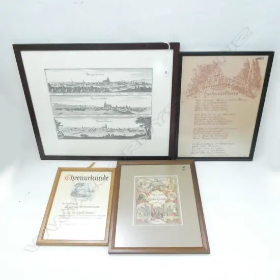 4 FRAMED PRINTS - DUTCH OR GERMAN ORIGIN - LARGEST 410 X 300MM