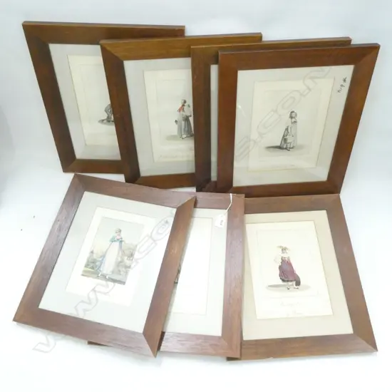 7 OLD EUROPEAN COSTUME FRAMED PRINTS 240 X 180MM