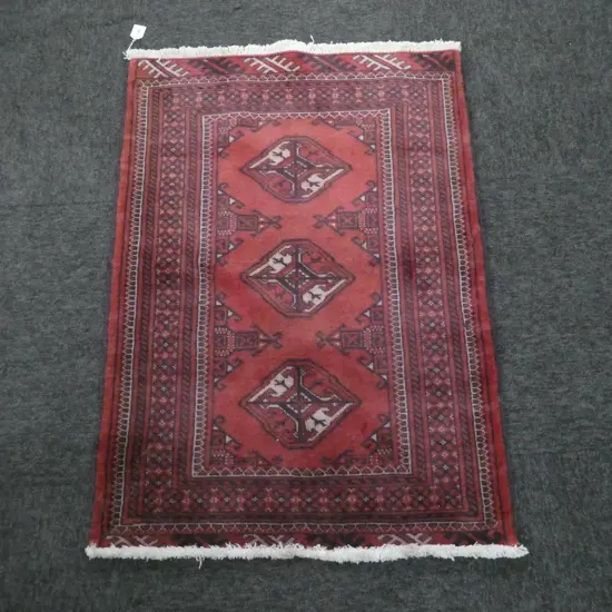 (69M) PERSIAN H/KNOTTED TORKAMAN RUG 930 x660 mm