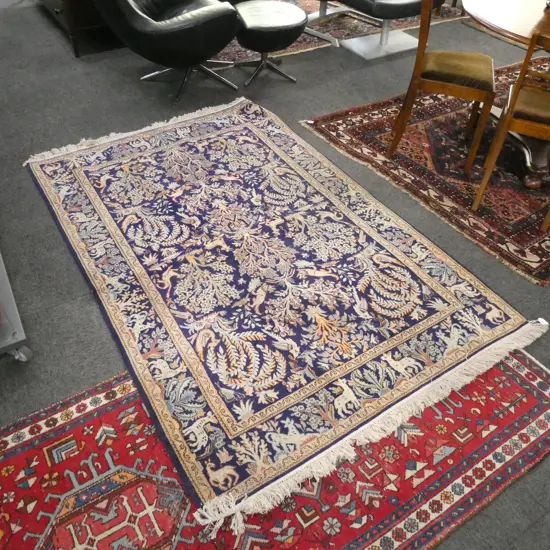 MACHINE WOVEN PERSIAN STYLE BLUE RUG  1380 X 2080MM