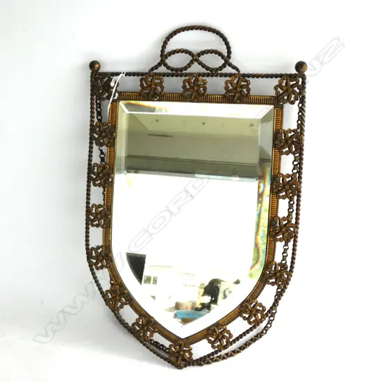 VINTAGE BRONZE BEVELLED MIRROR 445x285mm ON HANG CHAIN