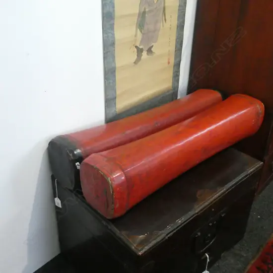 NEAR PR CHINESE RED LACQUER HEAD RESTS? L.730mm