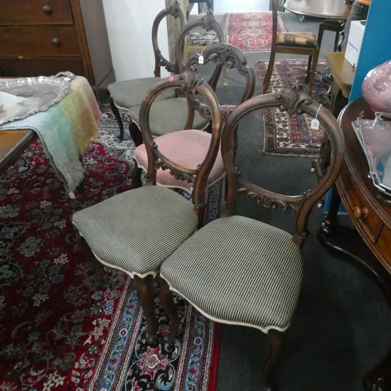 FOUR VICTORIAN OMEGA BACK CHAIRS PLUS ONE OTHER