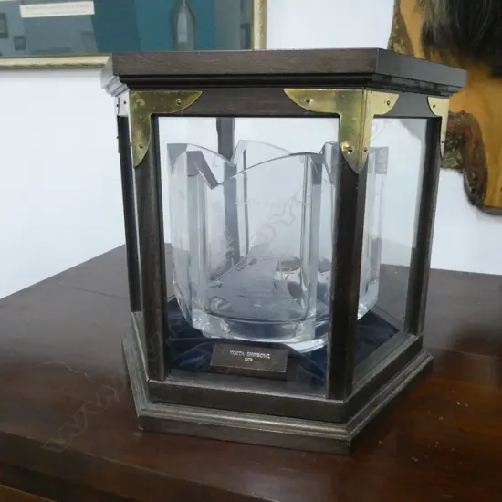 BODA CRYSTAL HISTORIC SHIPS VASE, CASED, H.275mm